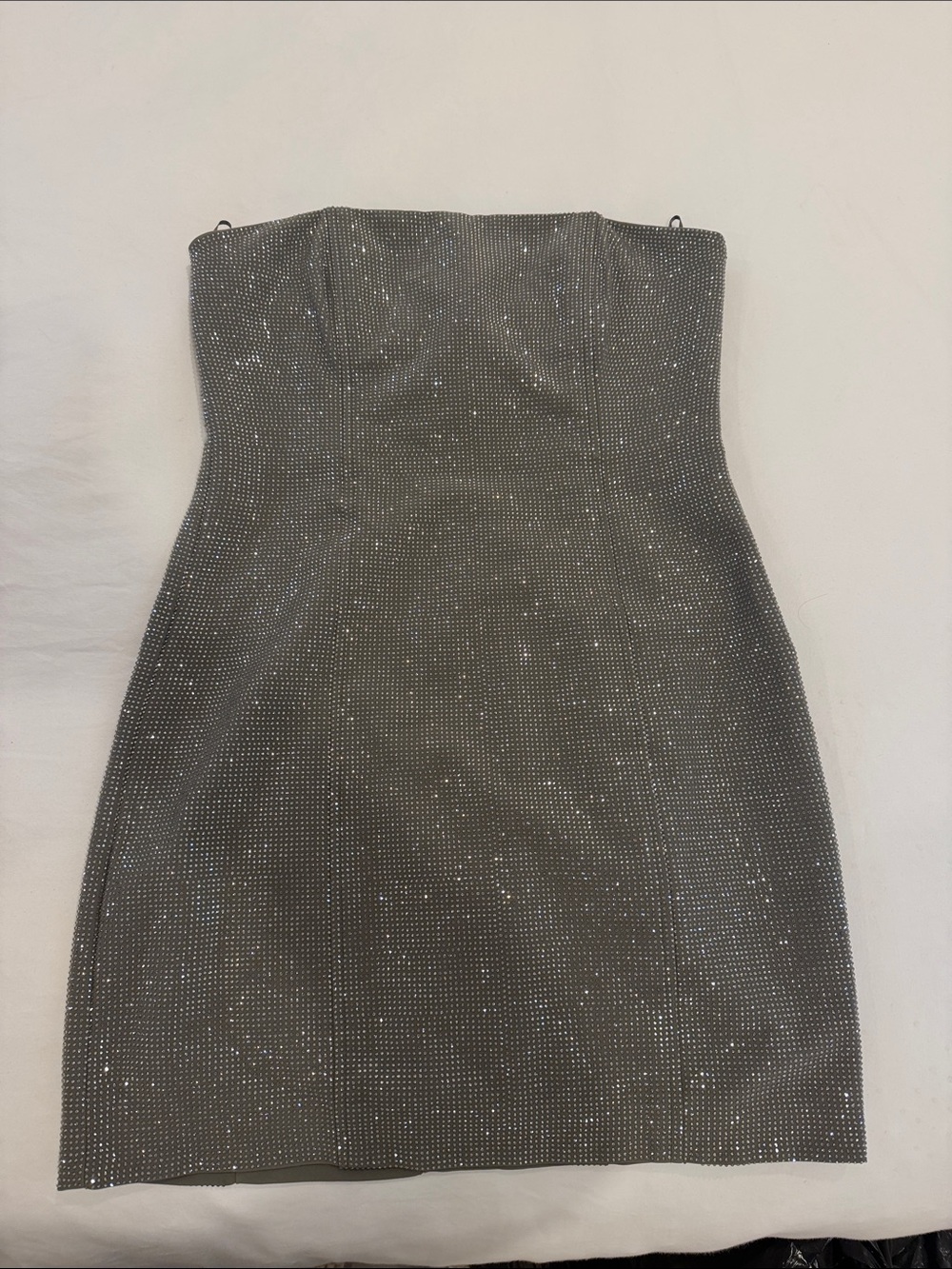 Zara Strapless Silver Sparkle Mini